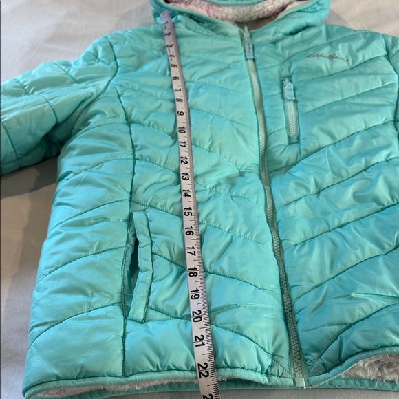 Eddie Bauer Girls' Reversible Jacket - Teal, Deer Harbor Waterproof Puffer - Picture 8 of 13